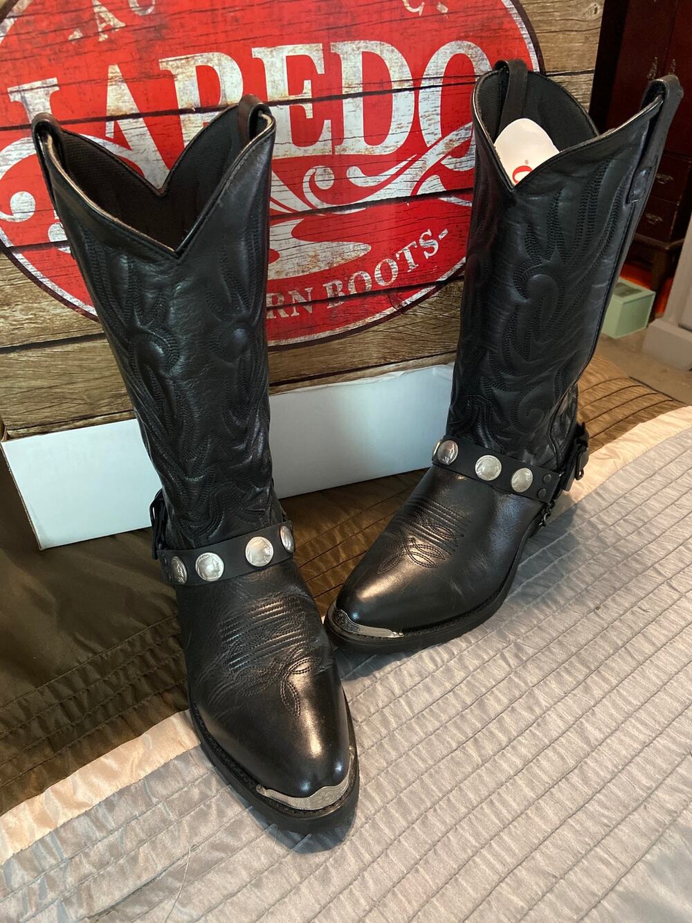 Laredo Men's McComb Western Black Trucker CB cowboy boots size 10.5 D
